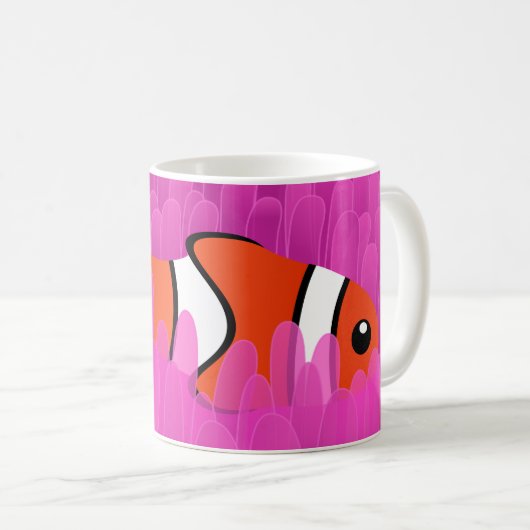 Niedlicher Clownfisch und schöner rosa Anemon Kaffeetasse (VorderseiteRechts)