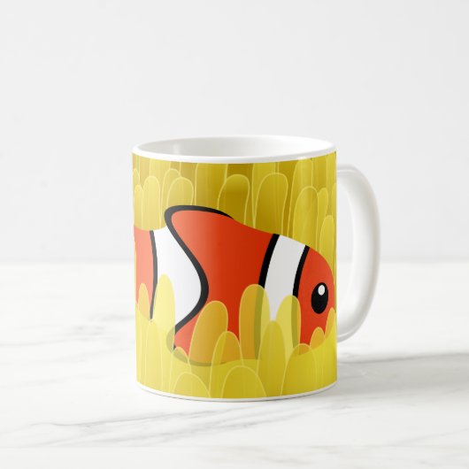 Niedlicher Clownfisch und wunderschöner Gelbmeeran Kaffeetasse (VorderseiteRechts)