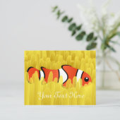 Niedlicher Clownfisch und wunderschöner Gelbmeeran Postkarte (Stehend Vorderseite)
