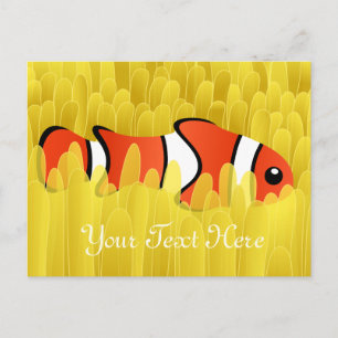 Niedlicher Clownfisch und wunderschöner Gelbmeeran Postkarte