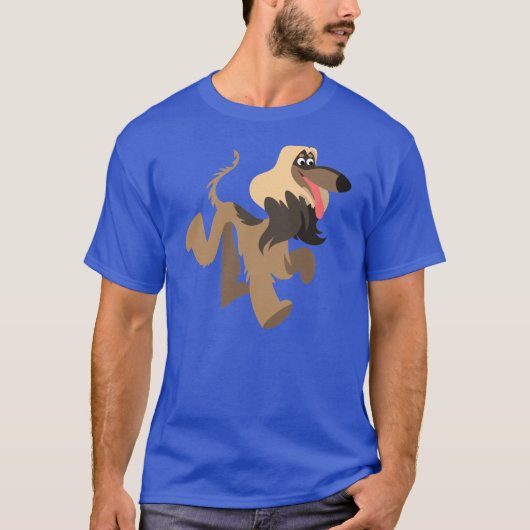 Niedlicher Clownischer Cartoon Afghanischer Hund T T-Shirt (Vorderseite)