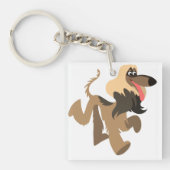 Niedlicher Clownsänger Cartoon Afghan Hound Acryli Schlüsselanhänger (Vorderseite)