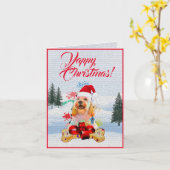 Niedlicher Cockapoo-Hund-Yappy-Weihnachtskarte Karte (Gelbe Blume)