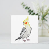 Niedlicher Cockatiel-Aquarellpapagei. (Stehend Vorderseite)