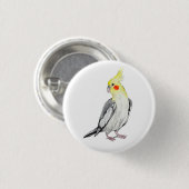 Niedlicher Cockatiel-Aquarellpapagei. Button (Vorne & Hinten)