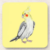 Niedlicher Cockatiel-Aquarellpapagei. Getränkeuntersetzer (Vorderseite)