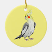 Niedlicher Cockatiel-Aquarellpapagei. Keramik Ornament (Vorne)