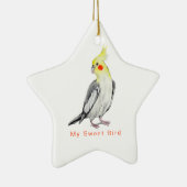 Niedlicher Cockatiel-Aquarellpapagei. Keramik Ornament (Rechts)