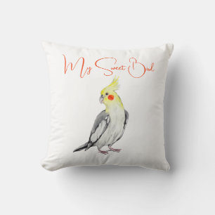 Niedlicher Cockatiel-Aquarellpapagei. Kissen