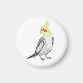 Niedlicher Cockatiel-Aquarellpapagei. Magnet