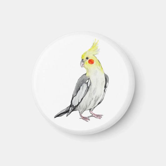 Niedlicher Cockatiel-Aquarellpapagei. Magnet (Vorne)