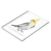 Niedlicher Cockatiel-Aquarellpapagei. Notizblock (Linke Seite)