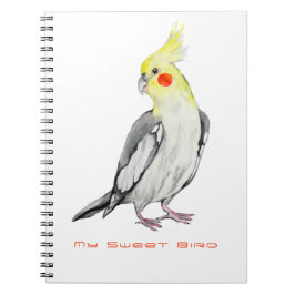 Niedlicher Cockatiel-Aquarellpapagei. Notizblock