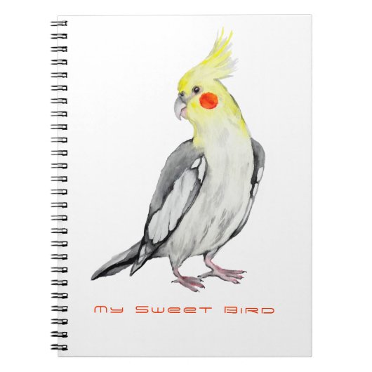 Niedlicher Cockatiel-Aquarellpapagei. Notizblock (Vorderseite)