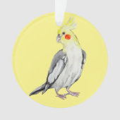 Niedlicher Cockatiel-Aquarellpapagei. Ornament (Vorderseite)