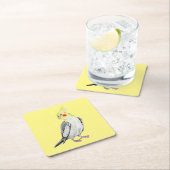 Niedlicher Cockatiel-Aquarellpapagei. Rechteckiger Pappuntersetzer (Vor Ort)