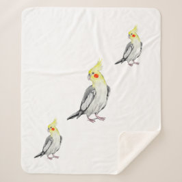 Niedlicher Cockatiel-Aquarellpapagei. Sherpadecke