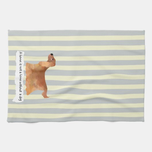 Niedlicher Cocker Spaniel Creme gestreift Geschirrtuch (Horizontal)