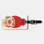 Niedlicher Cocker Spaniel Welpe mit Cap-Portrait Gepäckanhänger (Vorderseite horizontal)