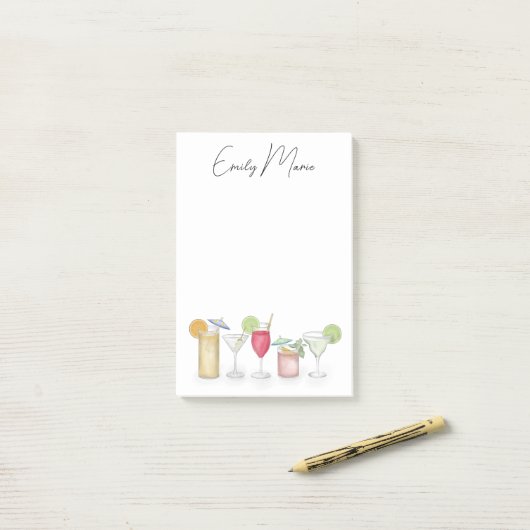 Niedlicher Cocktail Drinks farbenfrohe, einfache K Post-it Klebezettel (Auf Schreibtisch)