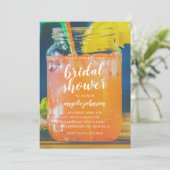 Niedlicher Cocktail Mason Jar Bridal Dusche Einlad Einladung (Stehend Vorderseite)