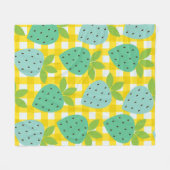 Niedlicher Cocktail Vintag Erdbeere Kariert Gelb Fleecedecke (Vorderseite (Horizontal))