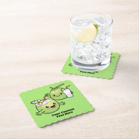 Niedlicher Coconut-benutzerdefinierter Text Untersetzer (Vor Ort)