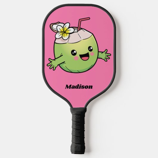 Niedlicher Coconut-individuelle Name Pickleball Schläger (Rückseite)