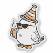 Niedlicher Coffee Bird Sticker - Cosy Morning Vibe (Vorderseite)