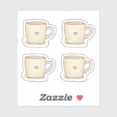 Niedlicher Coffee-Cup mit Herz Aufkleber (Blatt)