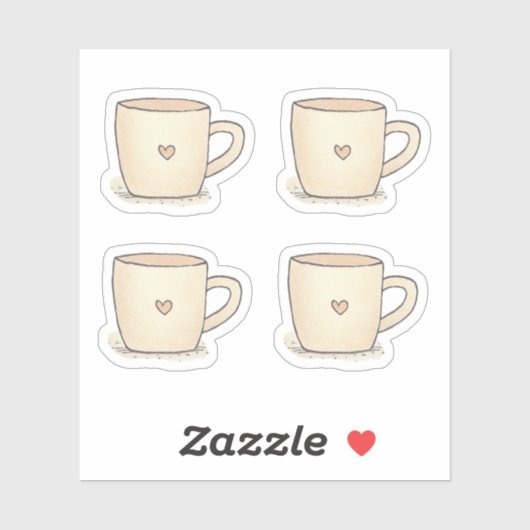 Niedlicher Coffee-Cup mit Herz Aufkleber (Blatt)