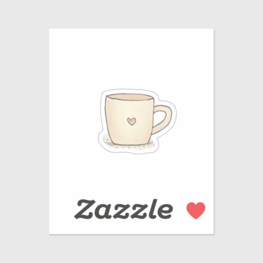 Niedlicher Coffee-Cup mit Herz Aufkleber (Blatt)
