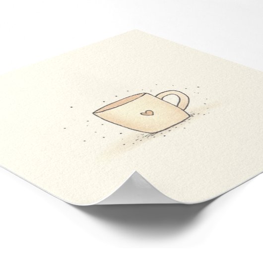 Niedlicher Coffee-Cup mit Herz Poster (Ecke)