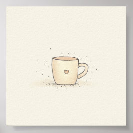 Niedlicher Coffee-Cup mit Herz Poster