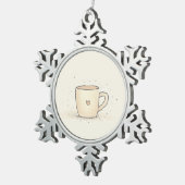 Niedlicher Coffee-Cup mit Herz Schneeflocken Zinn-Ornament (Rechts)