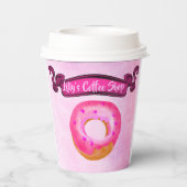 Niedlicher Coffee Donut Shop Papiertasse Pappbecher (Rückseite)