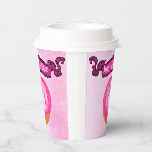 Niedlicher Coffee Donut Shop Papiertasse Pappbecher (Rechts)