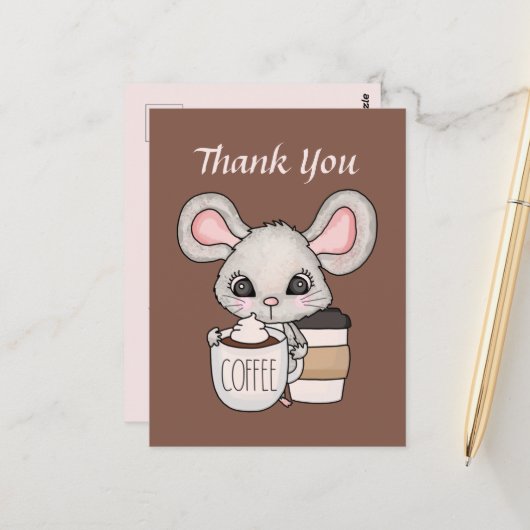 Niedlicher Coffee Shop Vielen Dank oder Verkäufer  Postkarte (Vorderseite/Rückseite Beispiel)