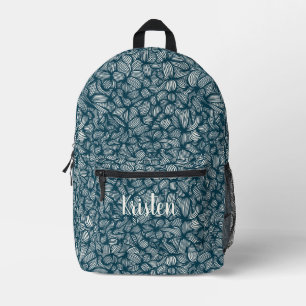 Niedlicher Cooler Blue Abstrakt Line Art Monogram Bedruckter Rucksack