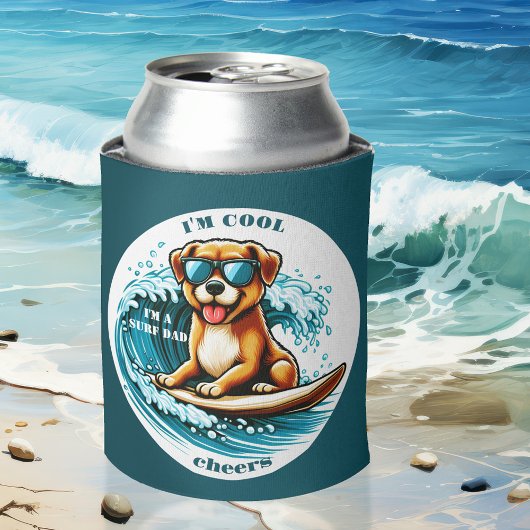 Niedlicher Cooler Cartoon Dog Surf Vater Dosenkühler