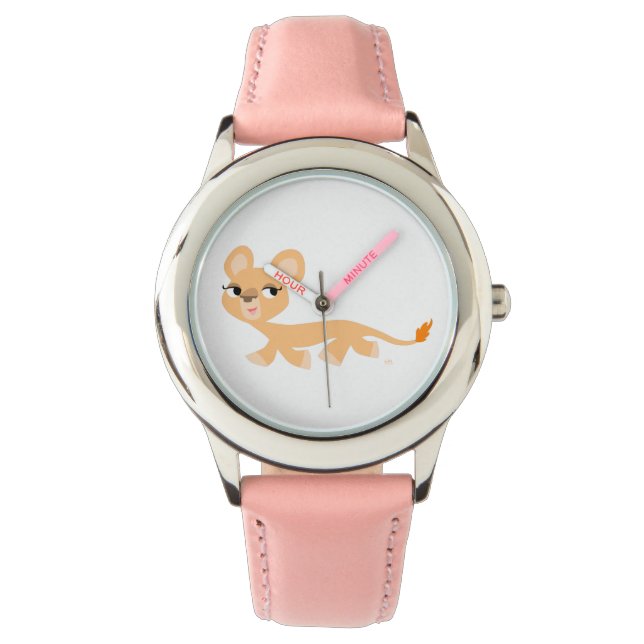 Niedlicher Cooler Cartoon Lioness Watch Armbanduhr (Vorderseite)
