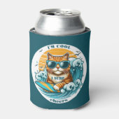 Niedlicher Cooler Cartoon Surf Cat Dosenkühler (Kanne Vorderseite)
