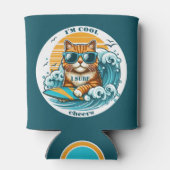 Niedlicher Cooler Cartoon Surf Cat Dosenkühler (Rückseite)