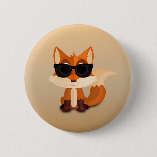 Niedlicher cooler Fuchs mit Sonnenbrille auf warme Button (Vorderseite)