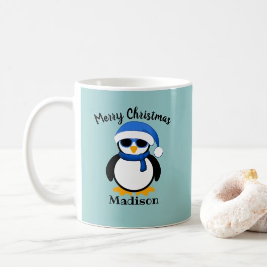 Niedlicher cooler Pinguin Weihnachten Kaffeetasse (Mit Donut)