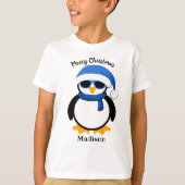 Niedlicher cooler Pinguin Weihnachten T-Shirt (Vorderseite)