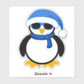 Niedlicher cooler Pinguin Weihnachten Winterblauer Aufkleber (Blatt)