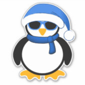 Niedlicher cooler Pinguin Weihnachten Winterblauer Aufkleber (Vorderseite)