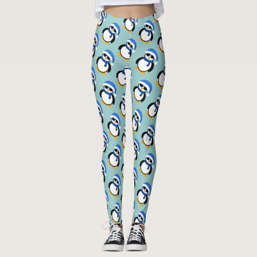 Niedlicher cooler Pinguin Weihnachtswintermuster b Leggings (Vorderseite)