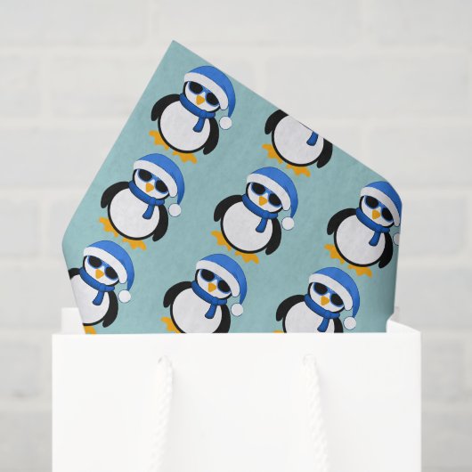 Niedlicher cooler Pinguin Weihnachtswintermuster b Seidenpapier (Geschenktüte)